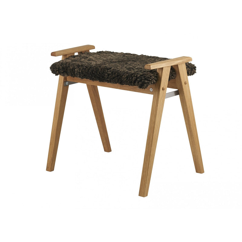 Alme bænk med fåreskind - Olieret eg