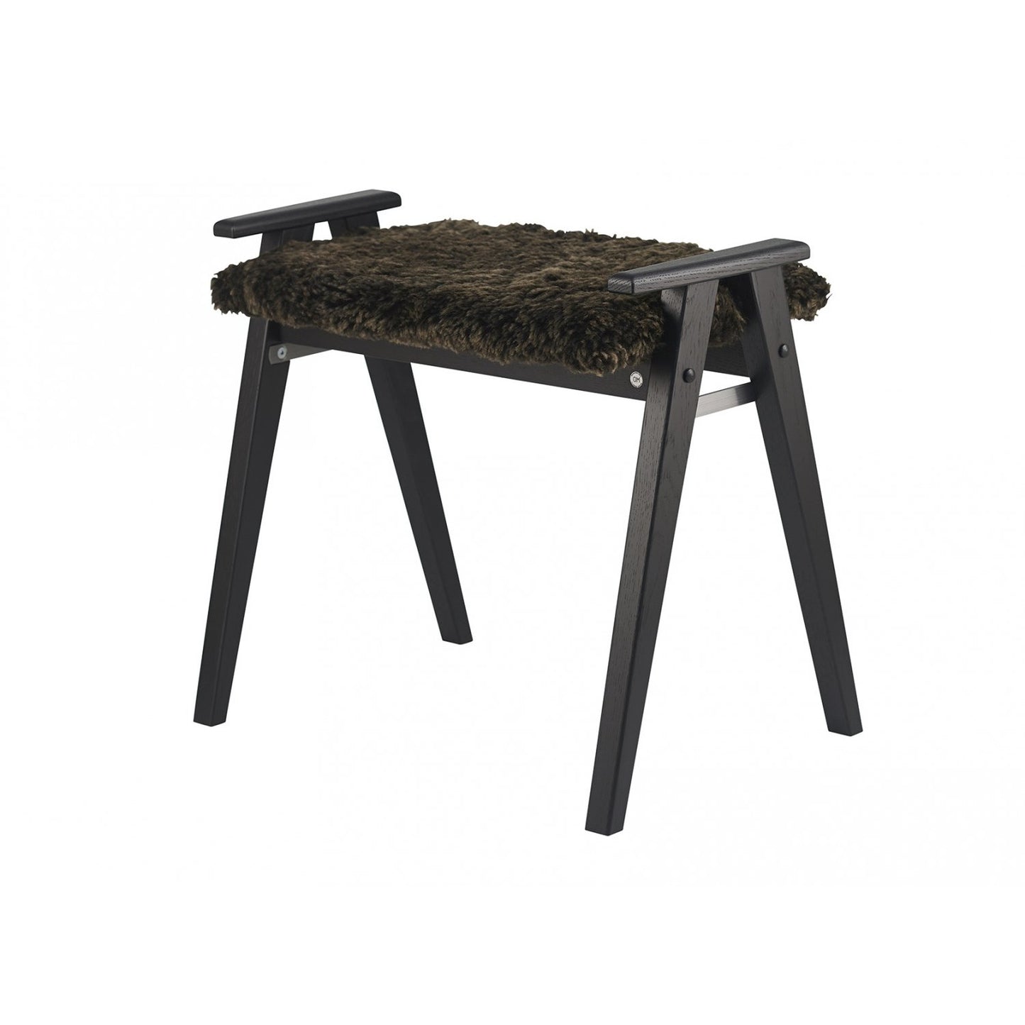 Alme bænk med fåreskind - Sortbejdset eg