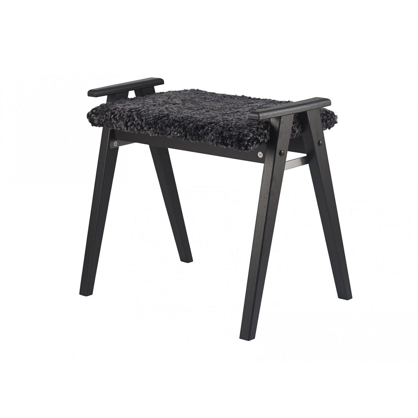 Alme bænk med fåreskind - Sortbejdset eg