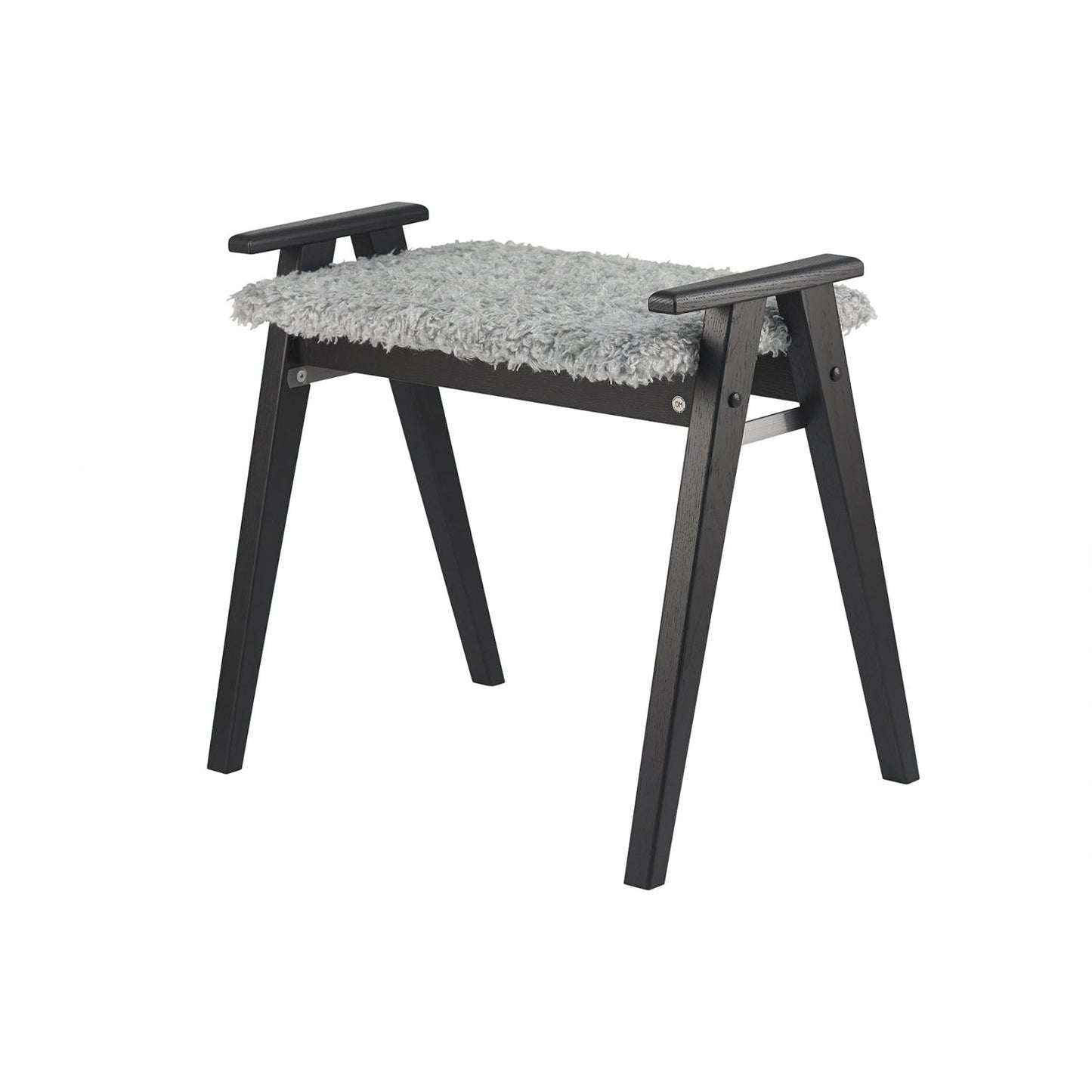 Alme bænk med fåreskind - Sortbejdset eg