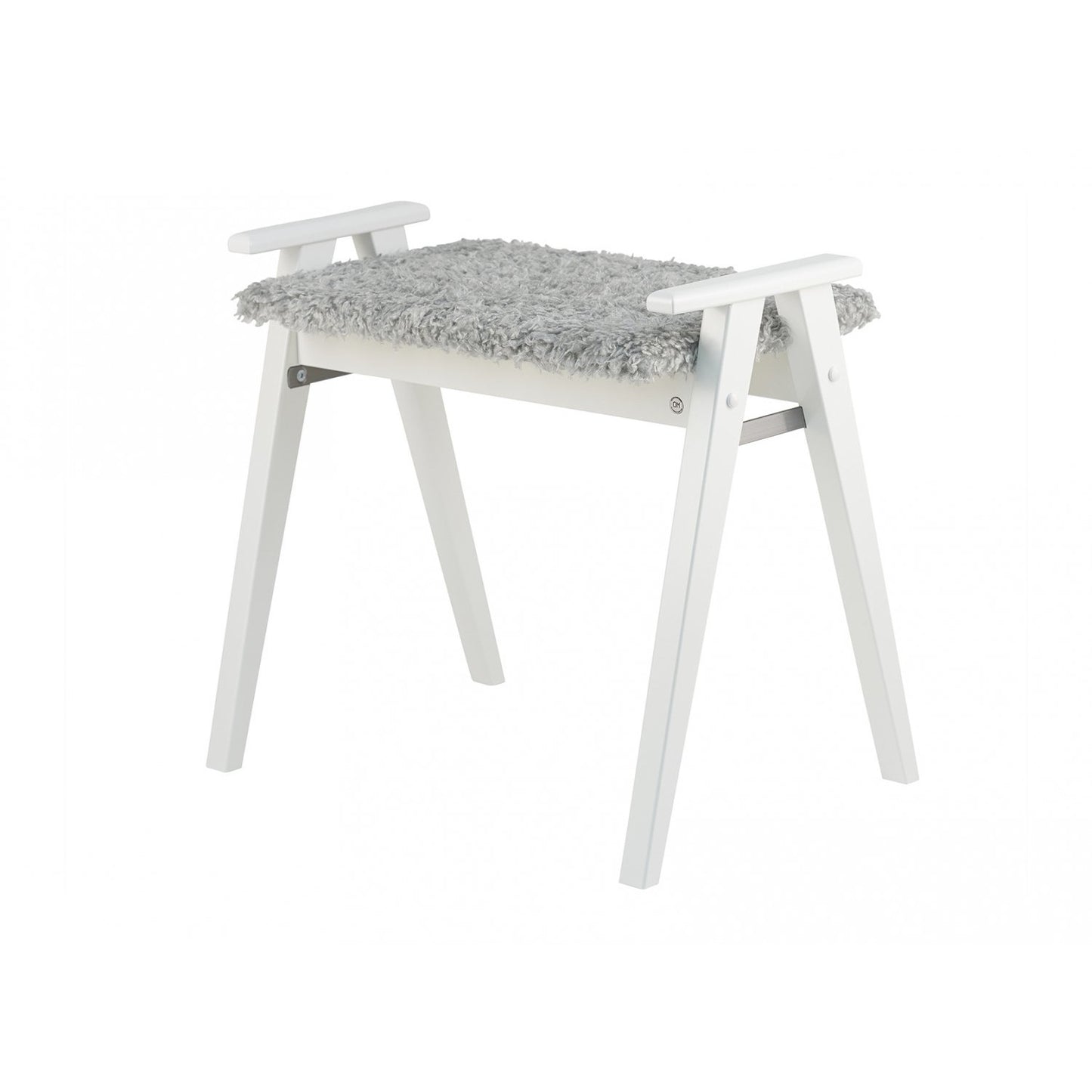 Alme bænk med fåreskind - Hvidlakeret eg