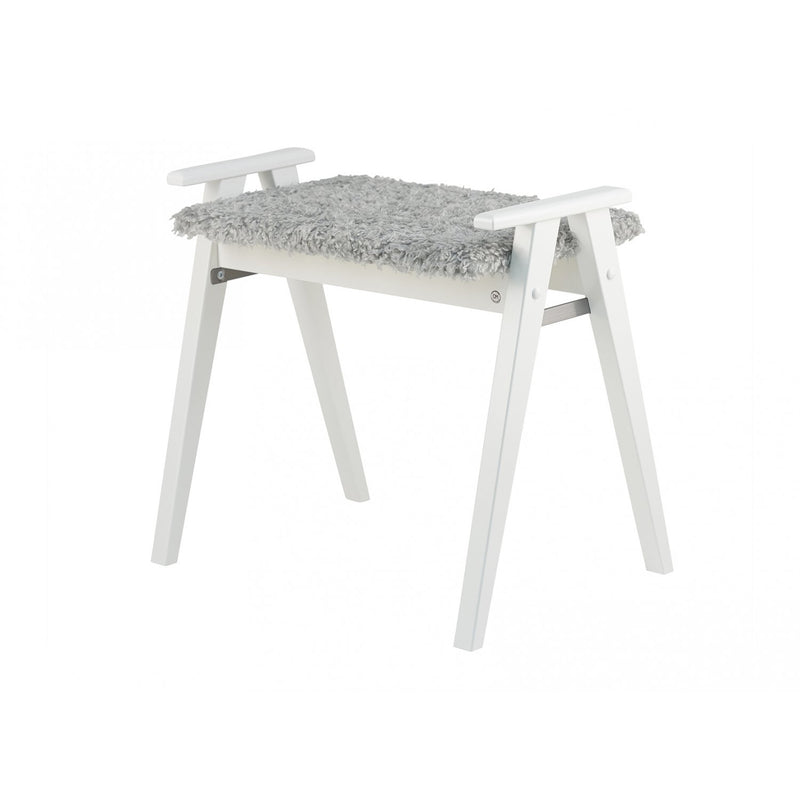 Alme bænk med fåreskind - Hvidlakeret eg