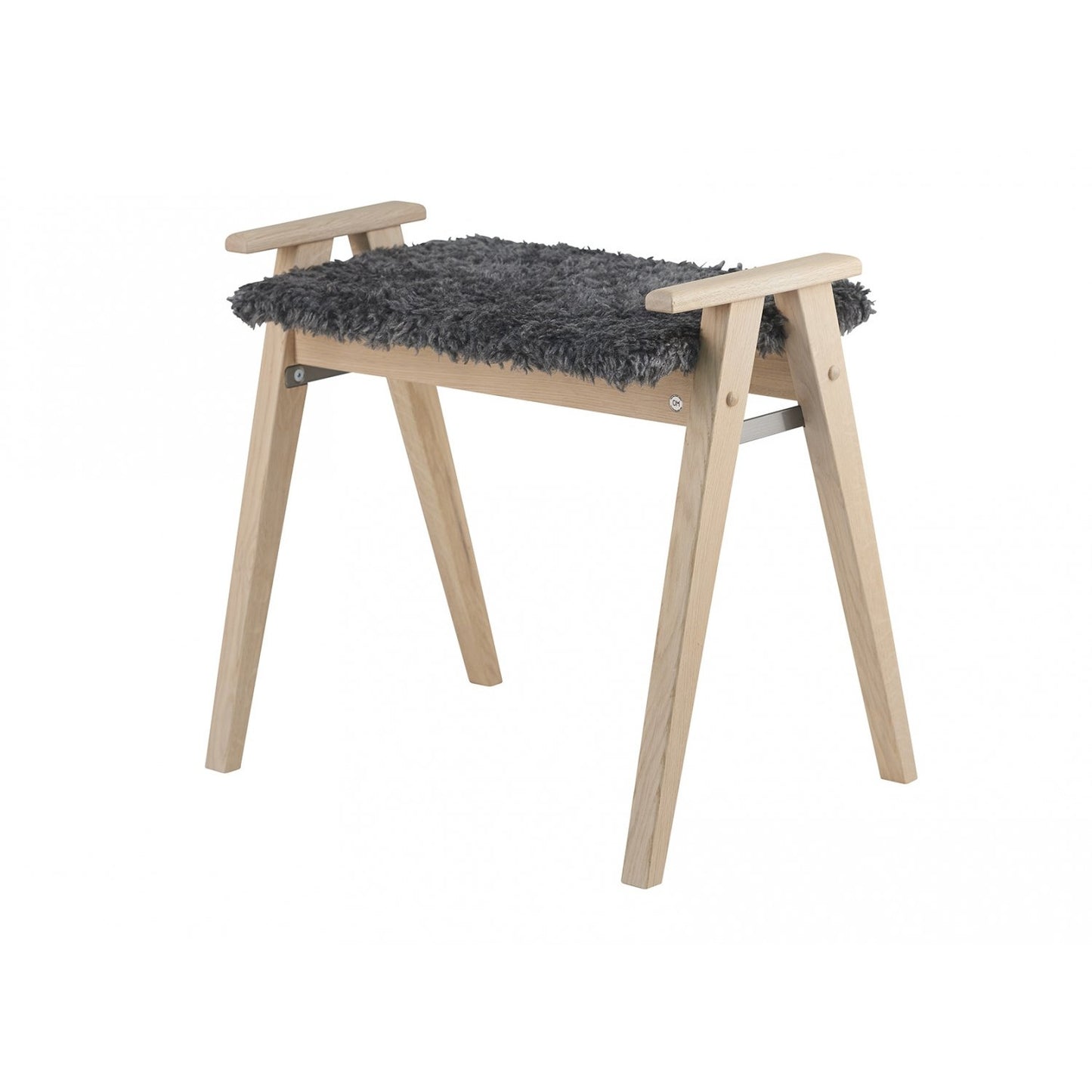 Alme bænk med fåreskind - Hvidolieret eg