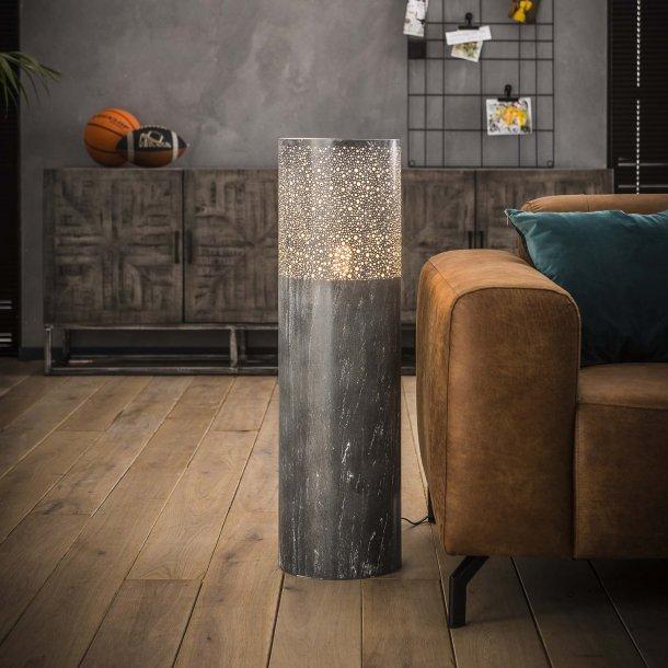 Gulvlampe - Rund gulvlampe i grå metal