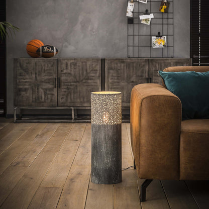 Gulvlampe - Rund gulvlampe i grå metal