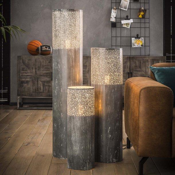 Gulvlampe - Rund gulvlampe i grå metal