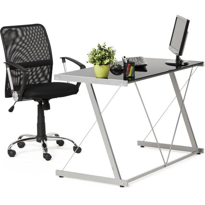 Sort skrivebord med glasplade TASTIERA