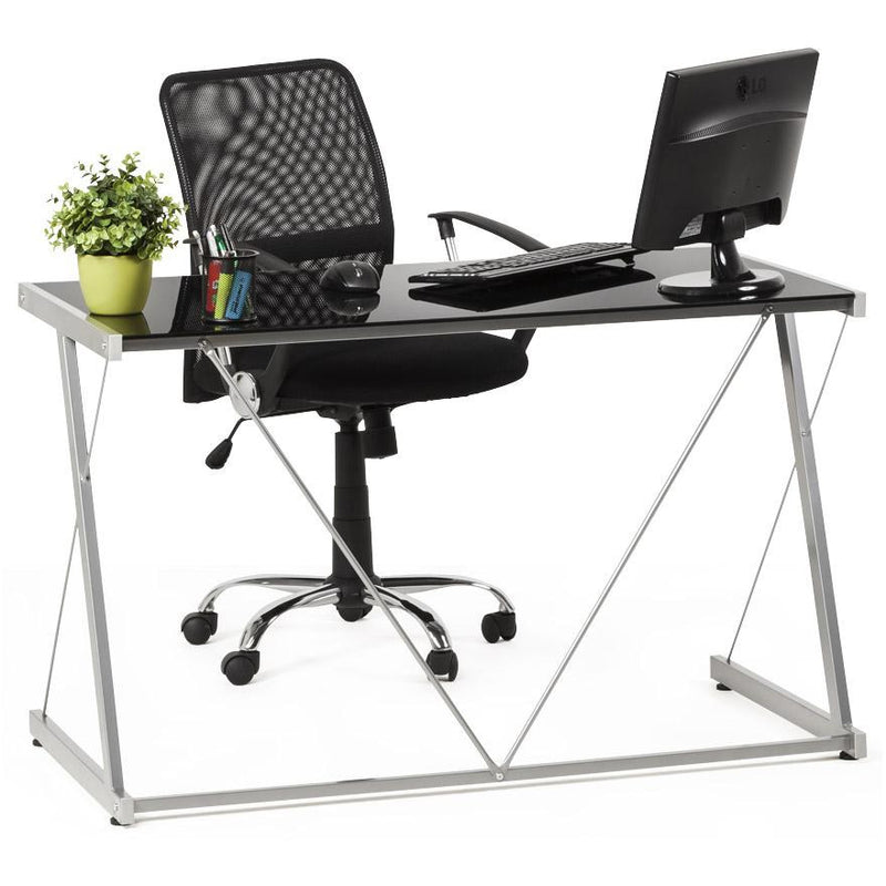 Sort skrivebord med glasplade TASTIERA