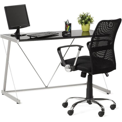 Sort skrivebord med glasplade TASTIERA