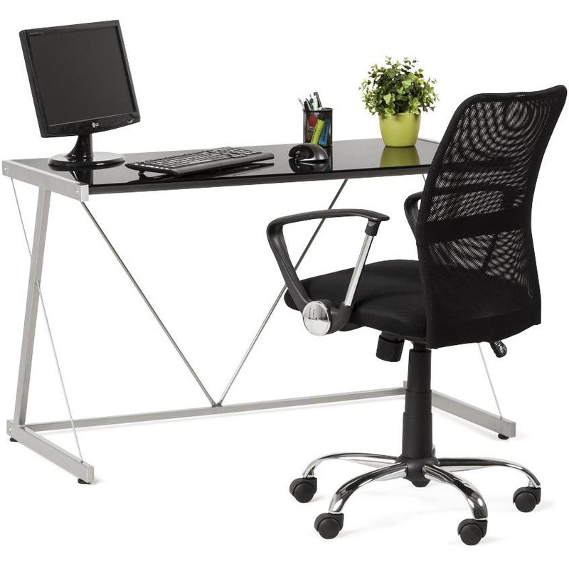 Sort skrivebord med glasplade TASTIERA