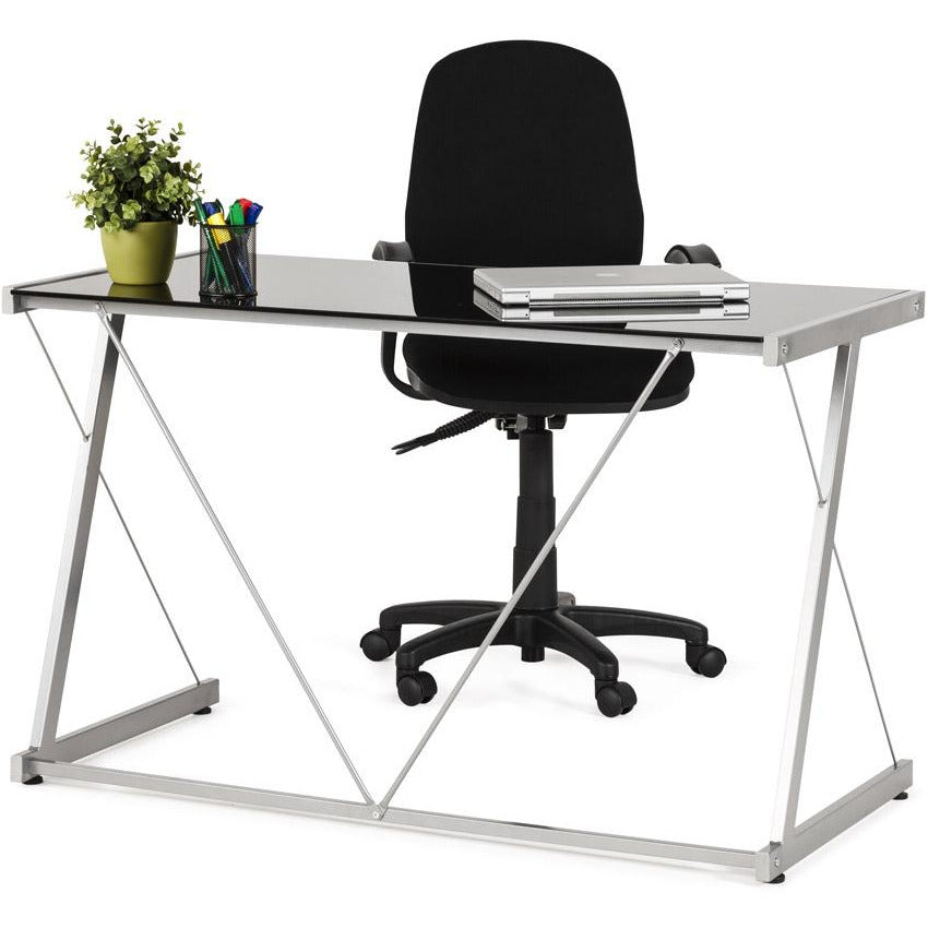 Sort skrivebord med glasplade TASTIERA