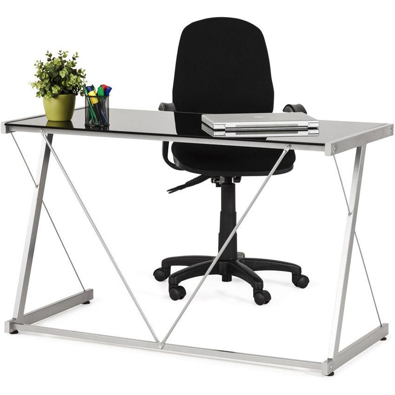 Sort skrivebord med glasplade TASTIERA