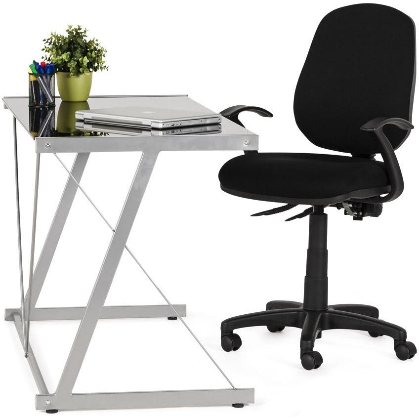 Sort skrivebord med glasplade TASTIERA