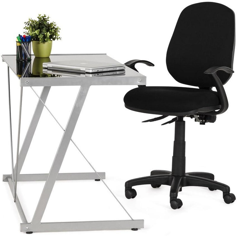 Sort skrivebord med glasplade TASTIERA