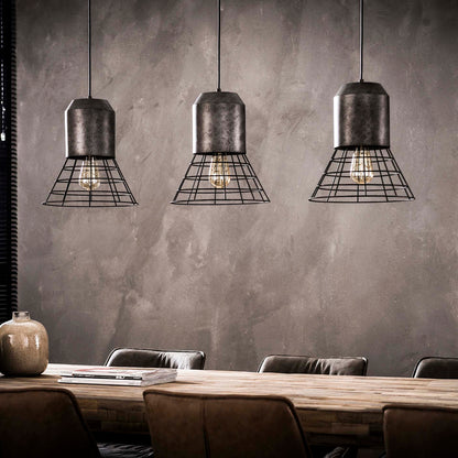 Loftslampe - 3 skærme i sølv farvet gitter design