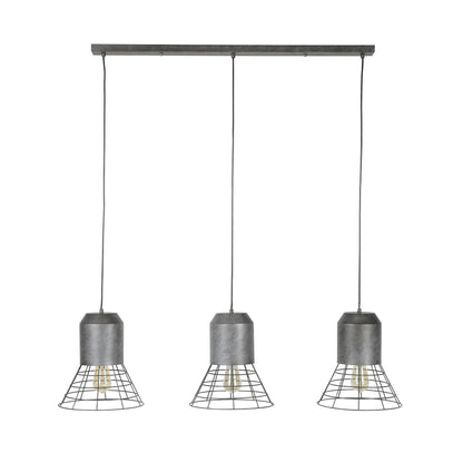 Loftslampe - 3 skærme i sølv farvet gitter design