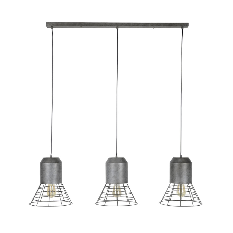 Loftslampe - 3 skærme i sølv farvet gitter design