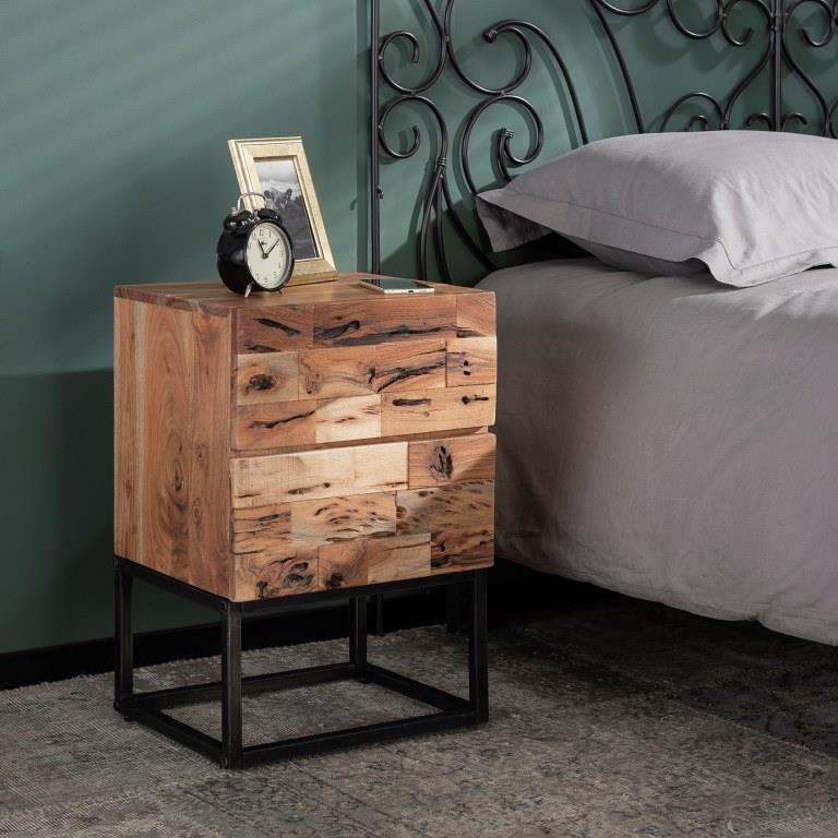 Sofabord - Massiv sandblæst akacietræ