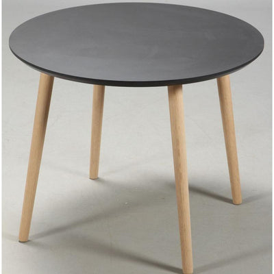 Spisebord, sort linoleum, egeben, ø 120 cm.