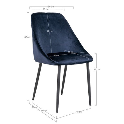 Porto spisebordsstol – Blå velour